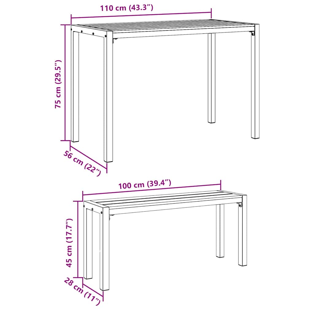 Have Spisebordssæt med pude 3 pcs Brun Stål