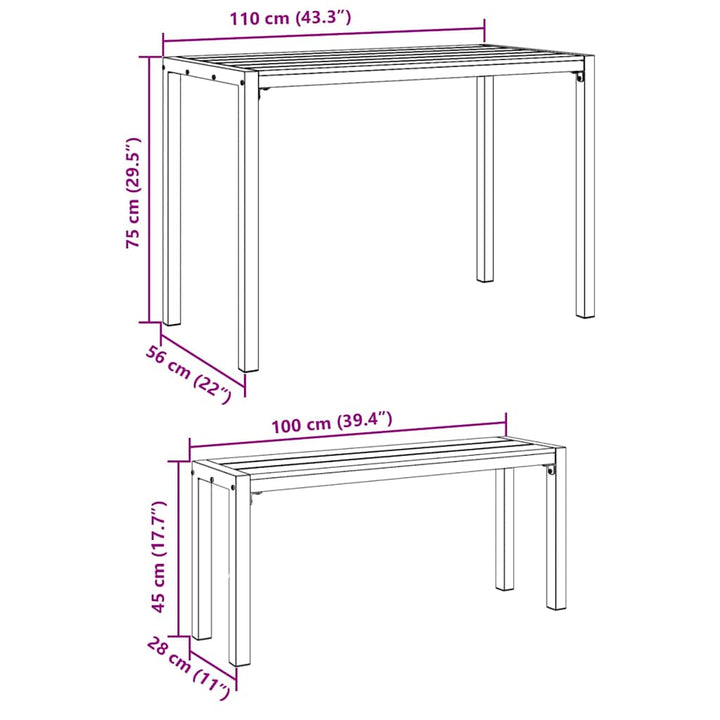 Have Spisebordssæt med pude 3 pcs Brun Stål