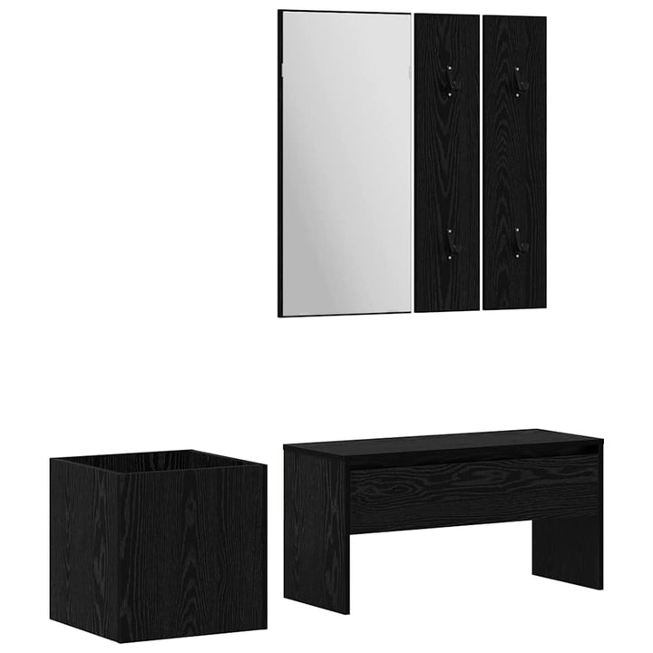 Entremøbelsæt 5 pcs Sort egetræ og sølv 80 x 30.5 x 40 cm