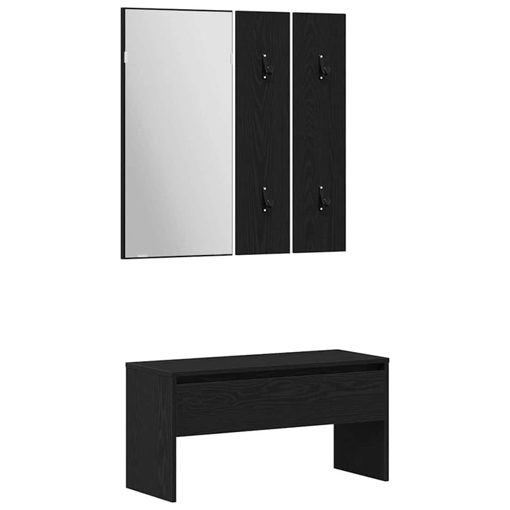 Entremøbelsæt 5 pcs Sort egetræ og sølv 80 x 30.5 x 40 cm