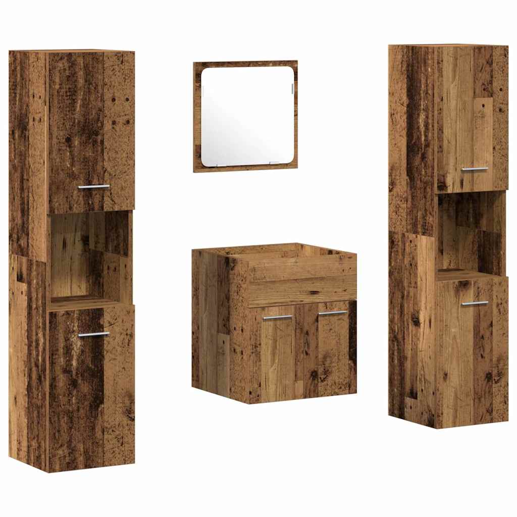 Badeværelsesmøbel Sæt 4 pcs Gammelt træ 41 x 38.5 x 46 cm