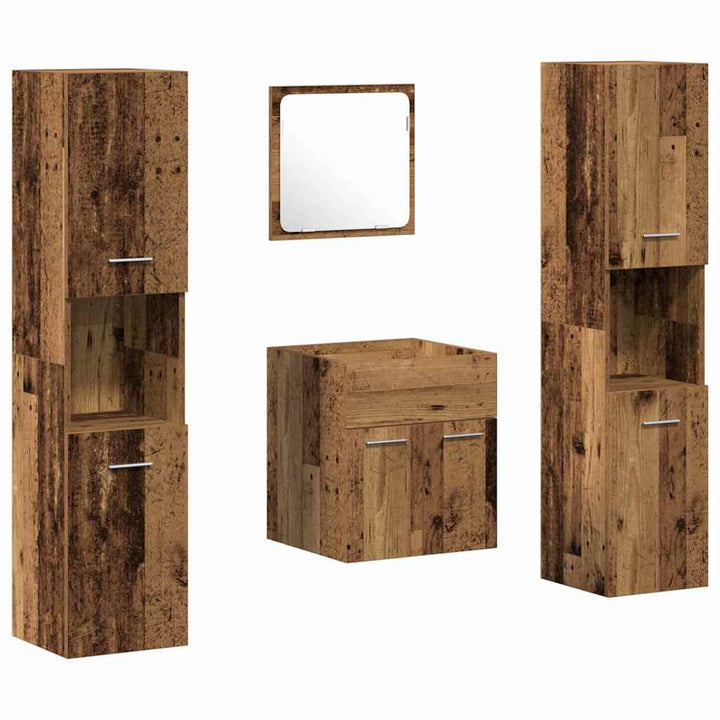 Badeværelsesmøbel Sæt 4 pcs Gammelt træ 41 x 38.5 x 46 cm