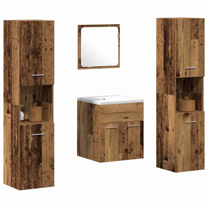 Badeværelsesmøbel Sæt 4 pcs Gammelt træ 41 x 38.5 x 46 cm