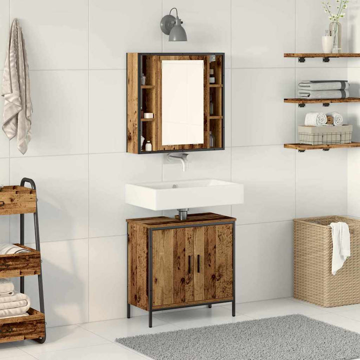 Badeværelsesmøbel sæt med hylde 2 pcs Brun 60 x 30 x 60 cm