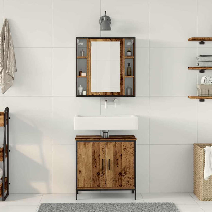 Badeværelsesmøbel sæt med hylde 2 pcs Brun 60 x 30 x 60 cm