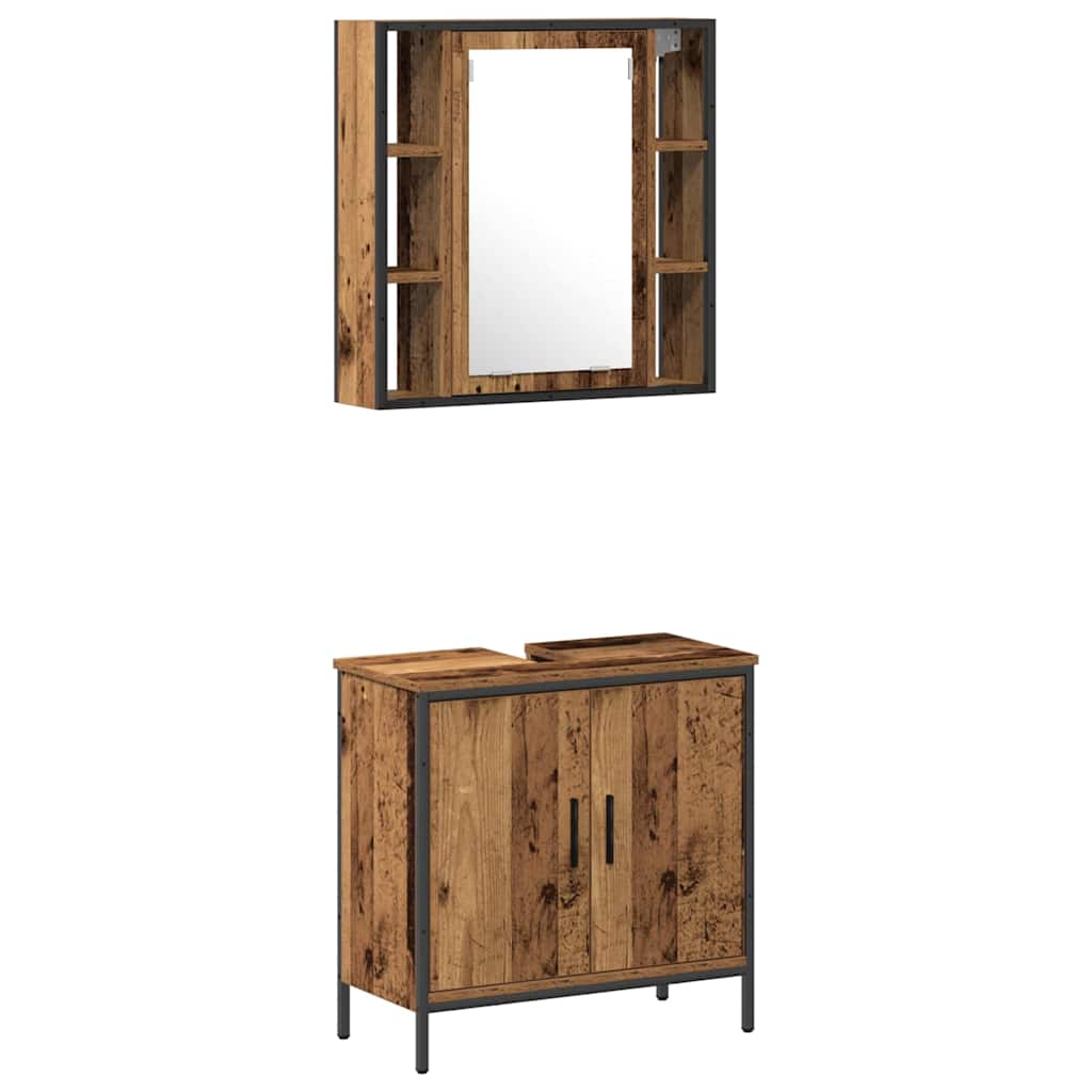 Badeværelsesmøbel sæt med hylde 2 pcs Brun 60 x 30 x 60 cm