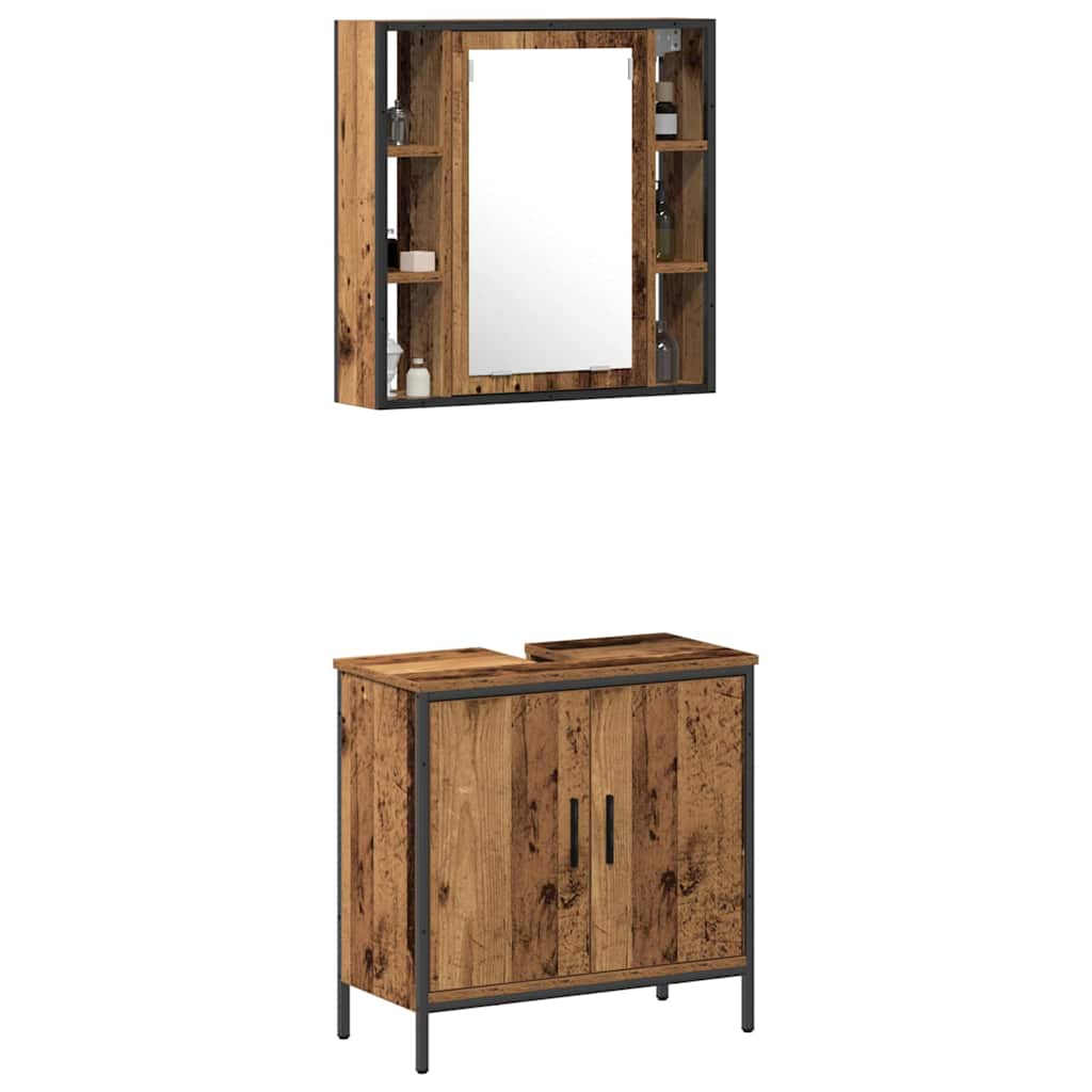 Badeværelsesmøbel sæt med hylde 2 pcs Brun 60 x 30 x 60 cm