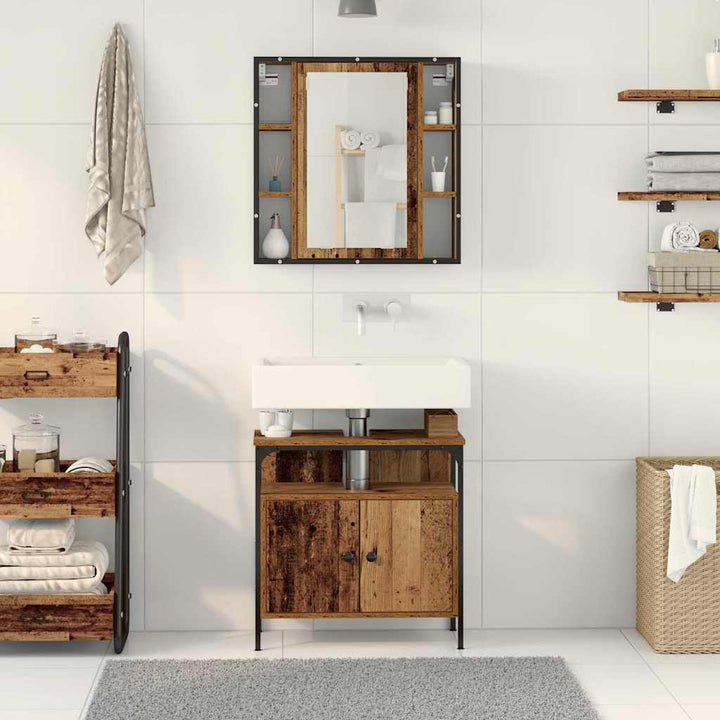 Badeværelsesmøbel sæt med hylde 2 pcs Brun 60 x 30 x 60 cm