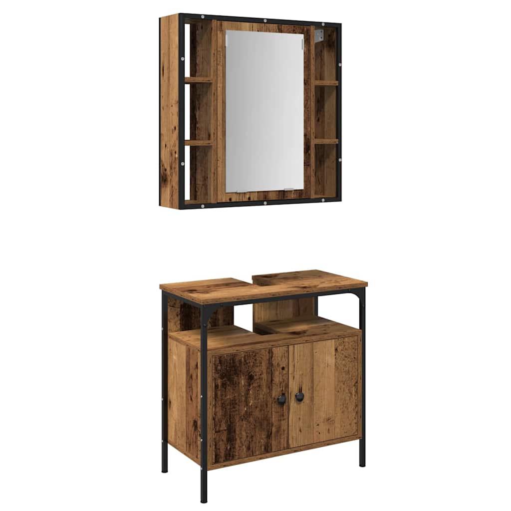 Badeværelsesmøbel sæt med hylde 2 pcs Brun 60 x 30 x 60 cm