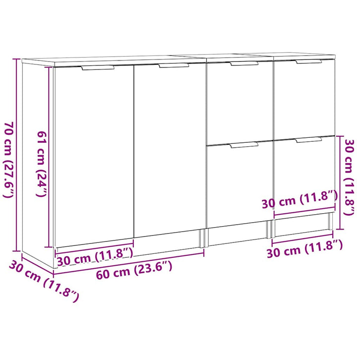 Skænk Sort eg 180 x 30 x 70 cm Konstrueret træ