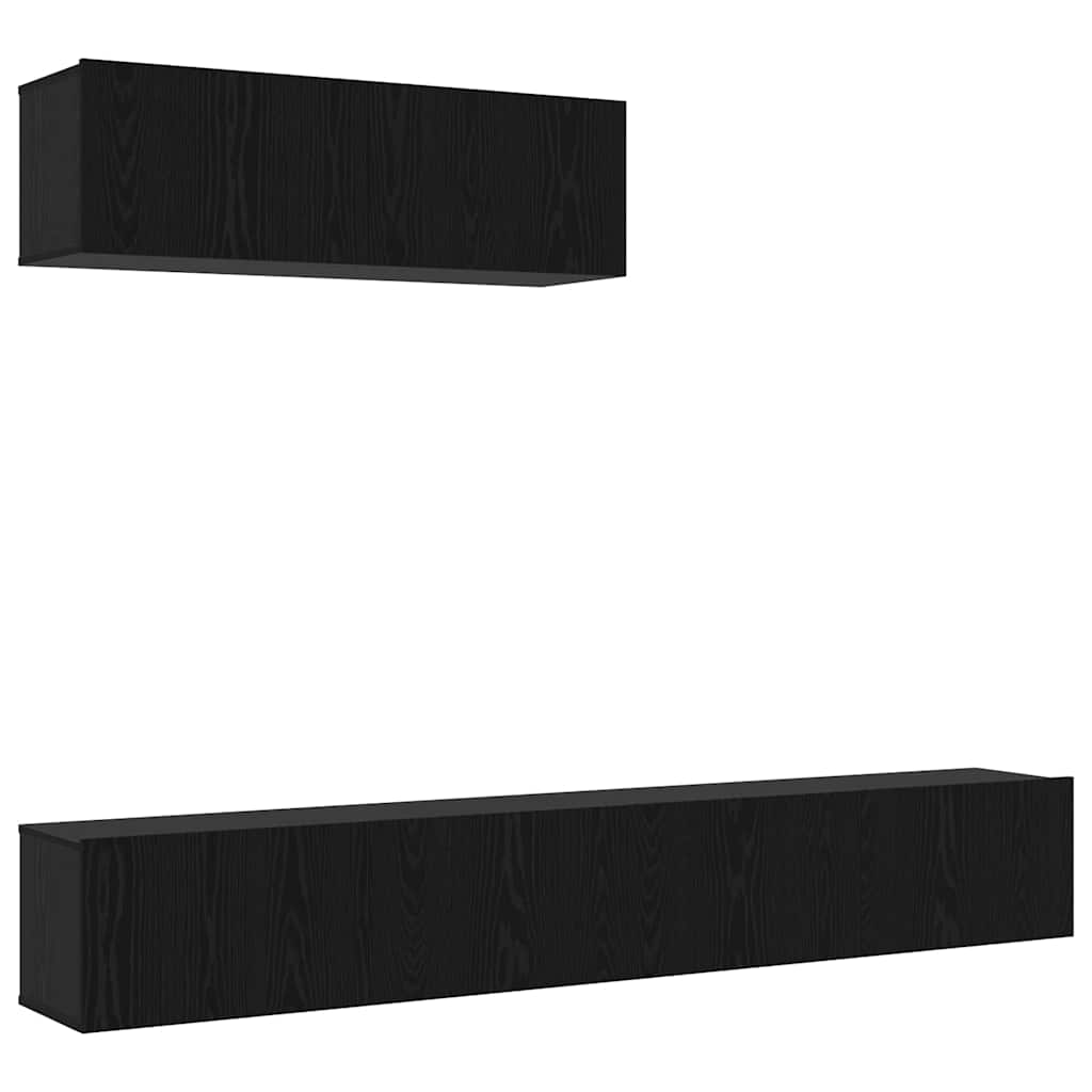 TV-skabssæt 3 pcs Sort eg 200 x 30 x 30 cm Konstrueret træ