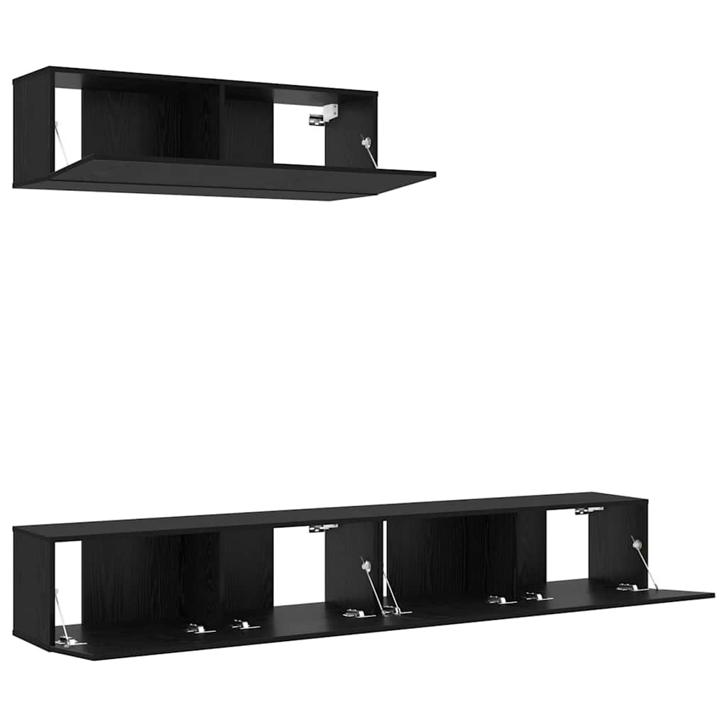TV-skabssæt 3 pcs Sort eg 200 x 30 x 30 cm Konstrueret træ