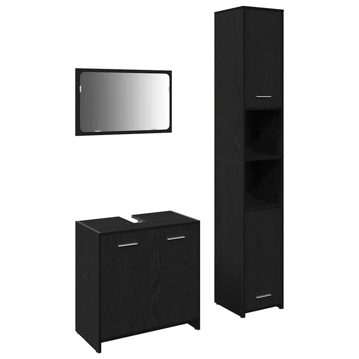 Badeværelsesmøbler Vægmonteret 3 pcs Sort eg 30 x 30 x 183.5 cm
