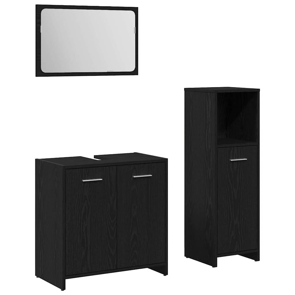 Bathroom Furniture Set med dør 3 pcs Sort eg 60 x 33 x 60 cm