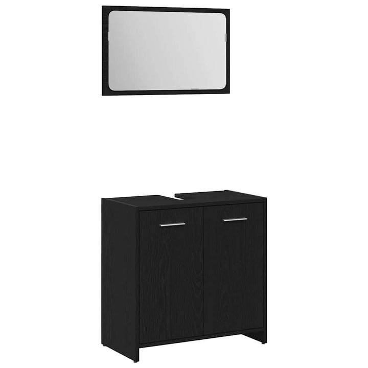 Bathroom Furniture Set med dør 3 pcs Sort eg 60 x 33 x 60 cm