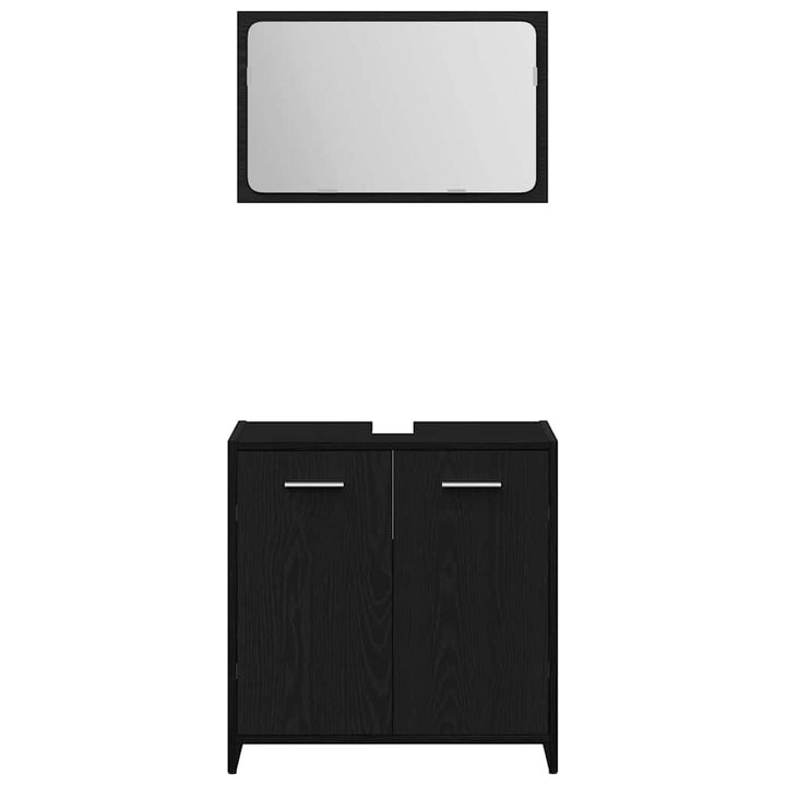 Bathroom Furniture Set med dør 3 pcs Sort eg 60 x 33 x 60 cm