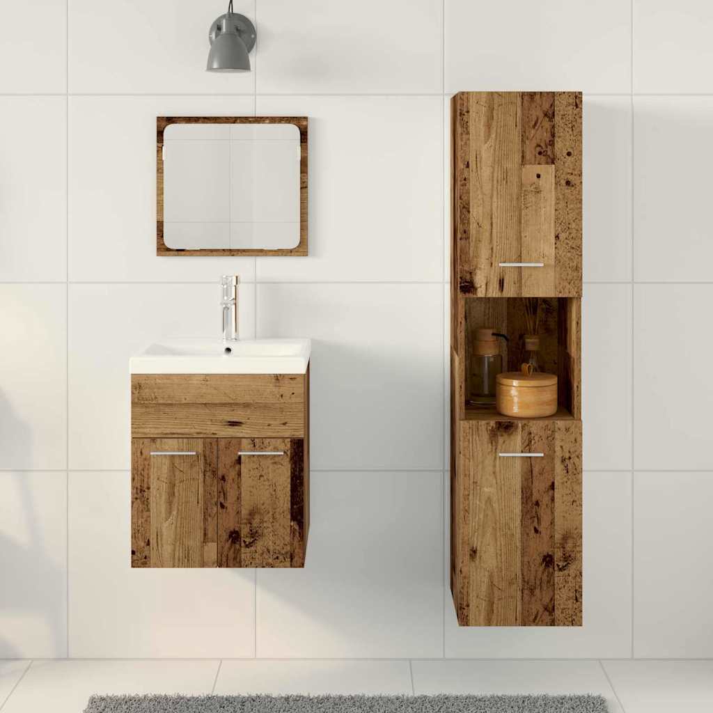 Badeværelsesmøbel Sæt 3 pcs Gammelt træ 41 x 38.5 x 46 cm