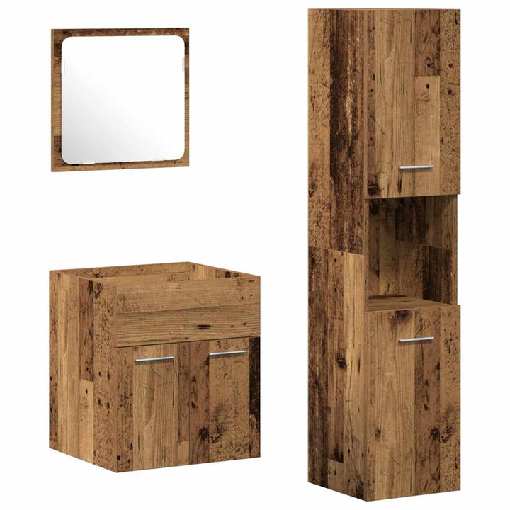 Badeværelsesmøbel Sæt 3 pcs Gammelt træ 41 x 38.5 x 46 cm
