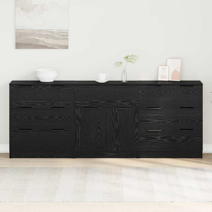 Sideboard 3 pcs Sort eg 60 x 30 x 70 cm Konstrueret træ