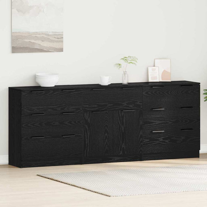Sideboard 3 pcs Sort eg 60 x 30 x 70 cm Konstrueret træ