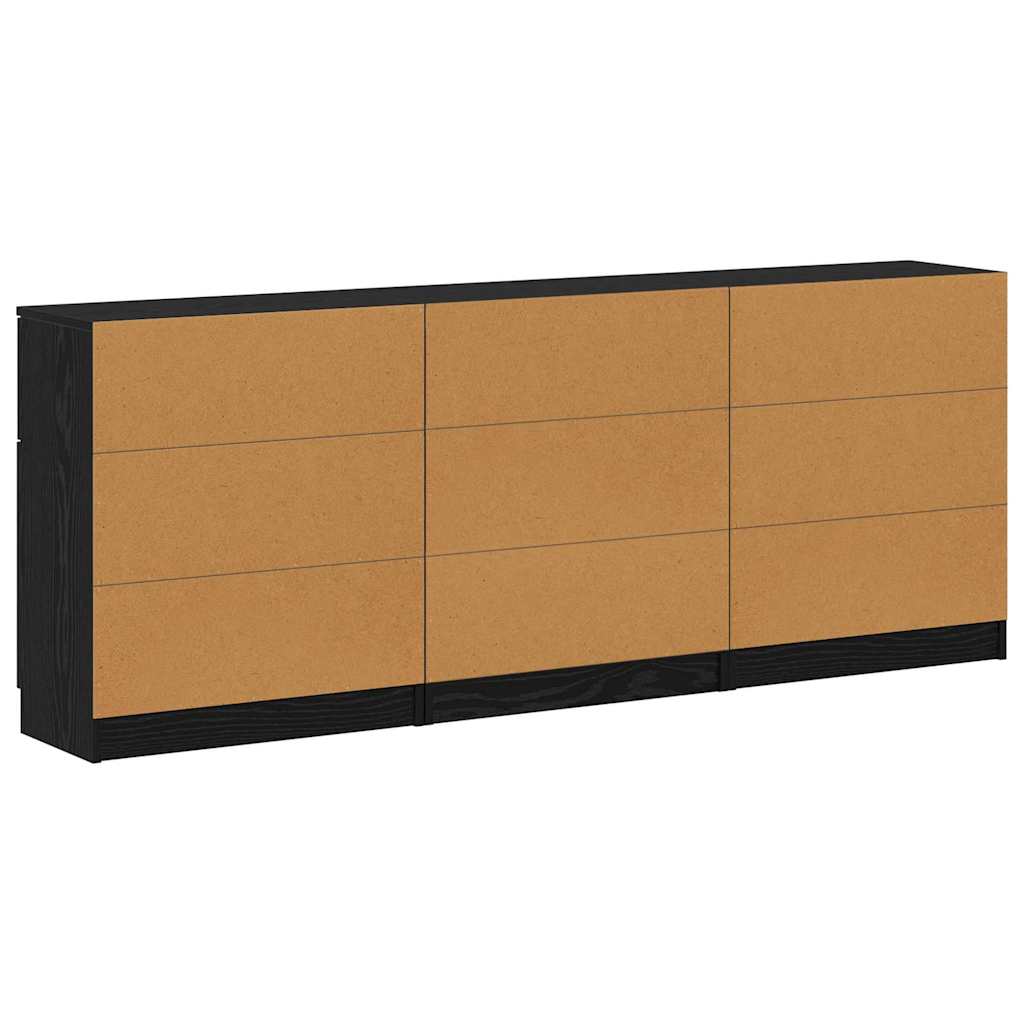 Sideboard 3 pcs Sort eg 60 x 30 x 70 cm Konstrueret træ