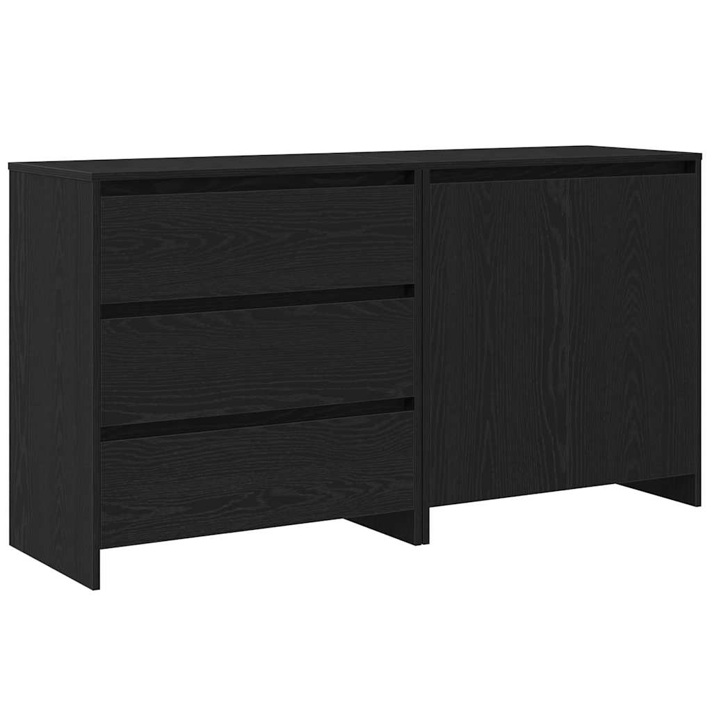 Sideboard med skuffe 2 pcs Sort 70 x 41 x 75 cm Konstrueret træ