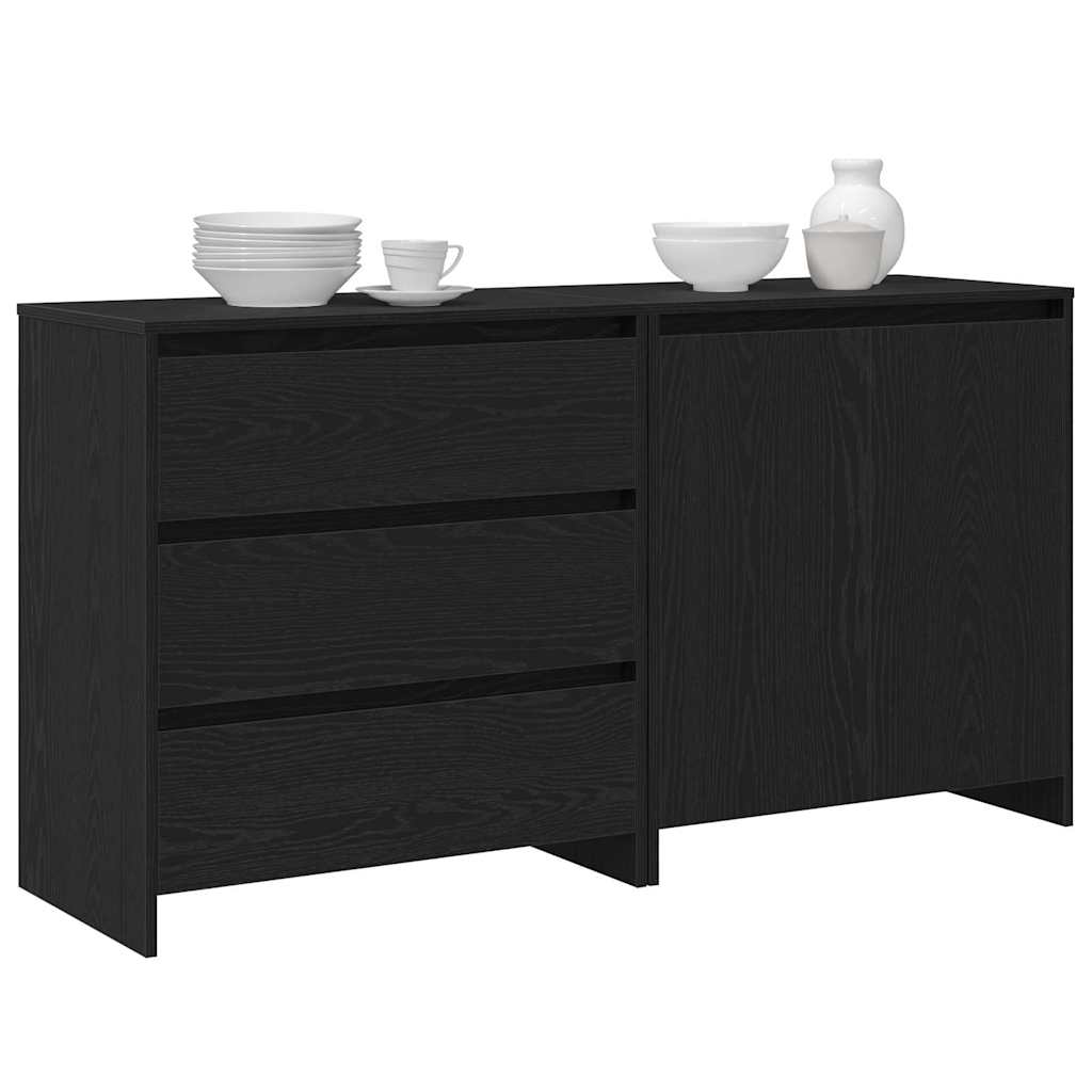 Sideboard med skuffe 2 pcs Sort 70 x 41 x 75 cm Konstrueret træ