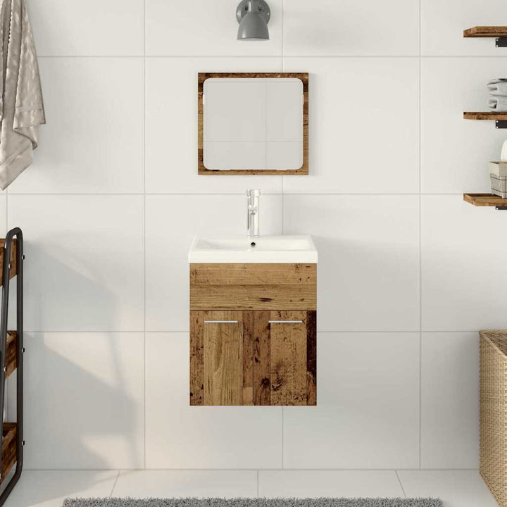 Badeværelsesmøbelssæt 3 pcs Gammelt træ 41 x 38.5 x 46 cm