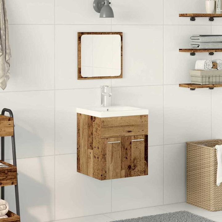Badeværelsesmøbel sæt 3 pcs Gammelt træ 41 x 38.5 x 46 cm