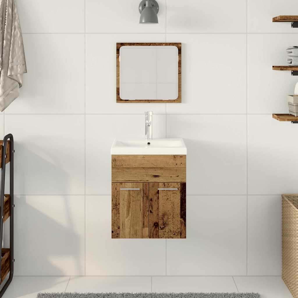 Badeværelsesmøbel sæt 3 pcs Gammelt træ 41 x 38.5 x 46 cm