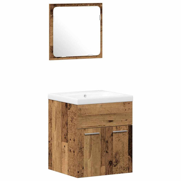 Badeværelsesmøbel sæt 3 pcs Gammelt træ 41 x 38.5 x 46 cm