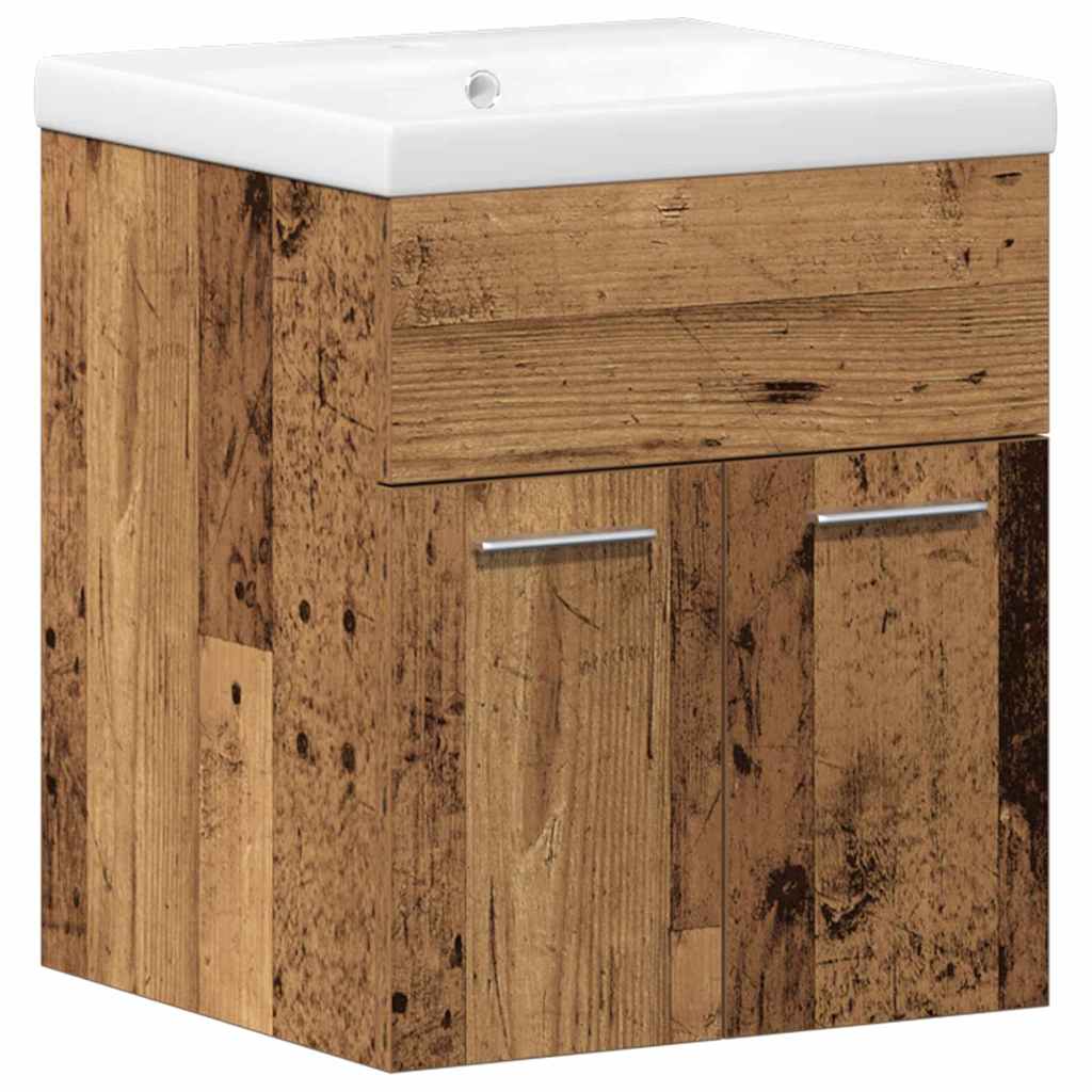 Badeværelsesmøbel sæt 3 pcs Gammelt træ 41 x 38.5 x 46 cm