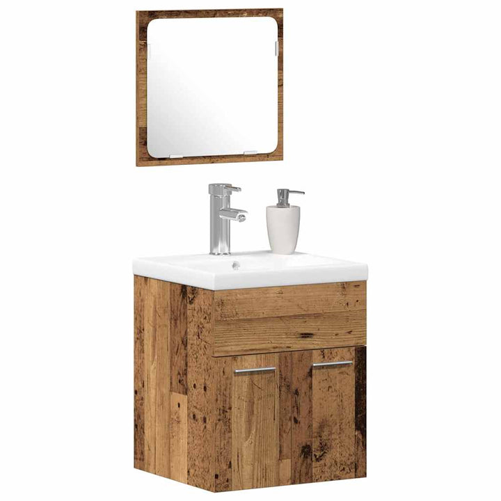 Badeværelsesmøbel sæt 3 pcs Gammelt træ 41 x 38.5 x 46 cm