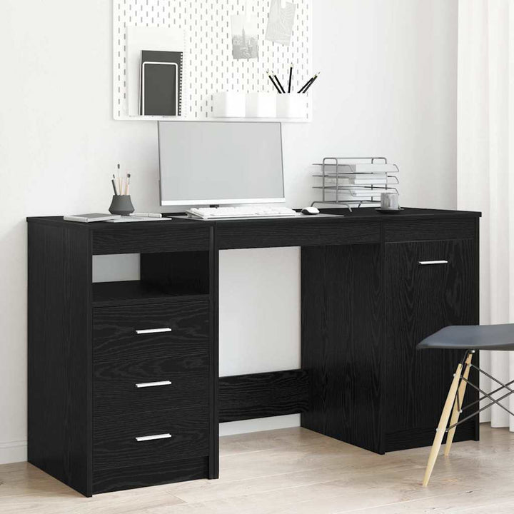 Bord med skuffe 2 pcs Sort eg 140 x 50 x 76 cm Konstrueret træ