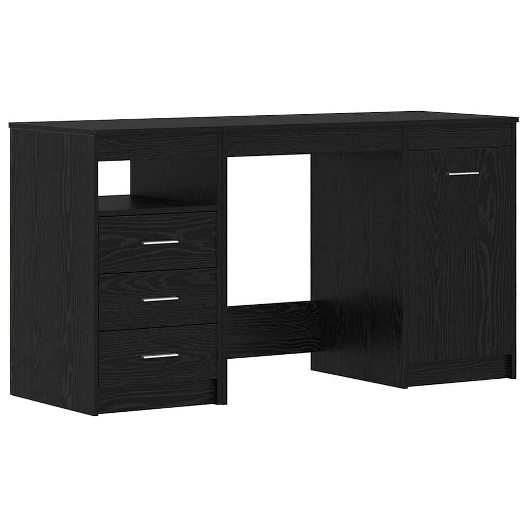 Bord med skuffe 2 pcs Sort eg 140 x 50 x 76 cm Konstrueret træ