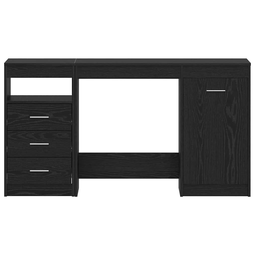 Bord med skuffe 2 pcs Sort eg 140 x 50 x 76 cm Konstrueret træ