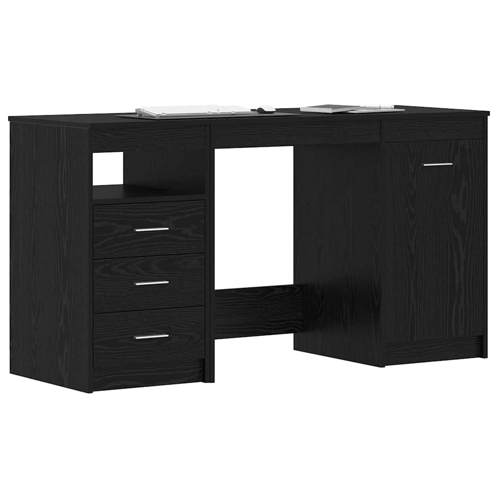 Bord med skuffe 2 pcs Sort eg 140 x 50 x 76 cm Konstrueret træ