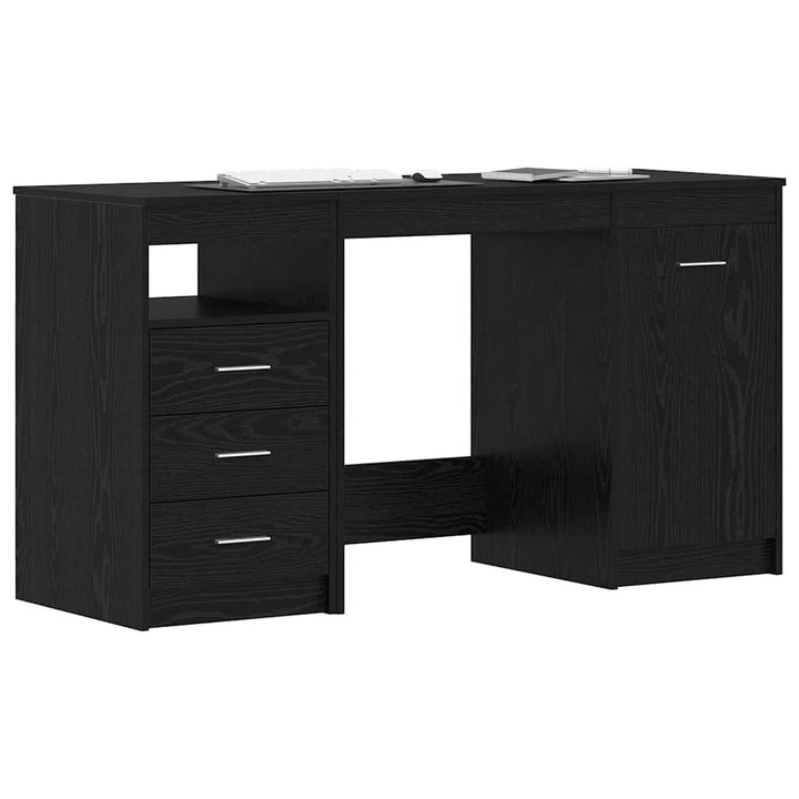 Bord med skuffe 2 pcs Sort eg 140 x 50 x 76 cm Konstrueret træ