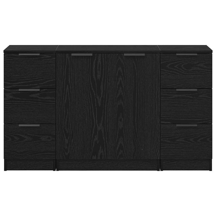Sideboard 3 pcs Sort eg 121 x 30 x 70 cm Konstrueret træ