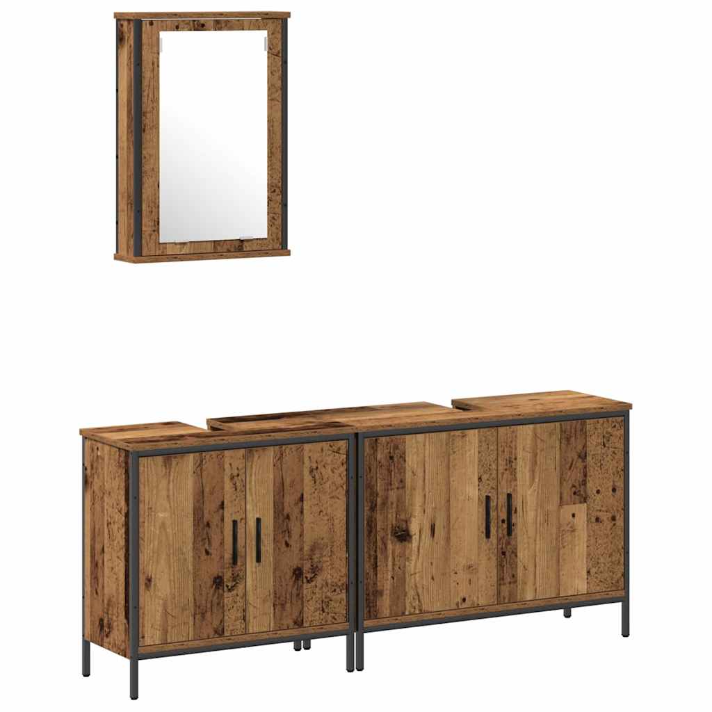 Badeværelsesmøbel sæt med opbevaring 3 pcs Brun 80 x 30 x 60 cm