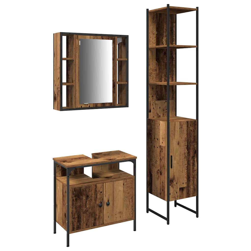 Badeværelsesskabsæt Andet 3 pcs Gammelt træ 33 x 33 x 185.5 cm