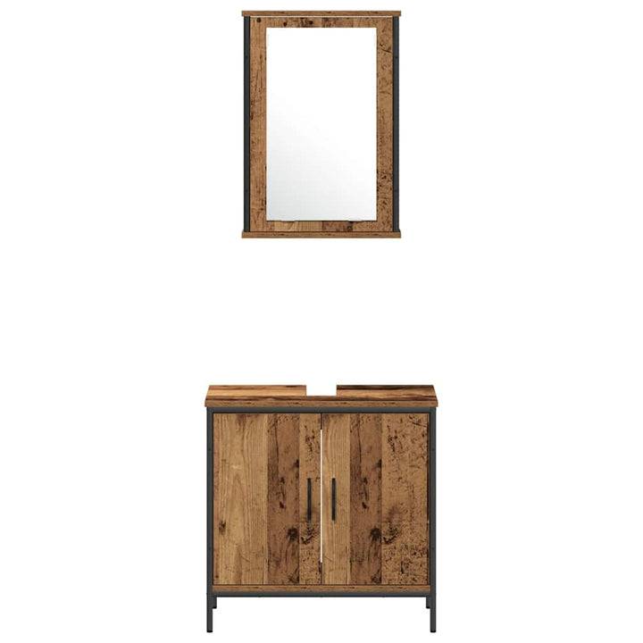 Badeværelsesmøbel sæt med hylde 3 pcs Brun 33 x 33 x 185.5 cm