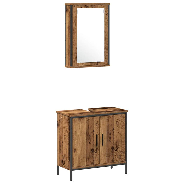 Badeværelsesmøbel sæt med dør 3 pcs Brun 33 x 33 x 120,5 cm
