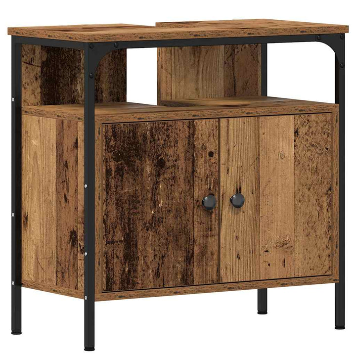 Badeværelsesmøbel sæt 3 pcs Gammelt træ 33 x 33 x 185.5 cm