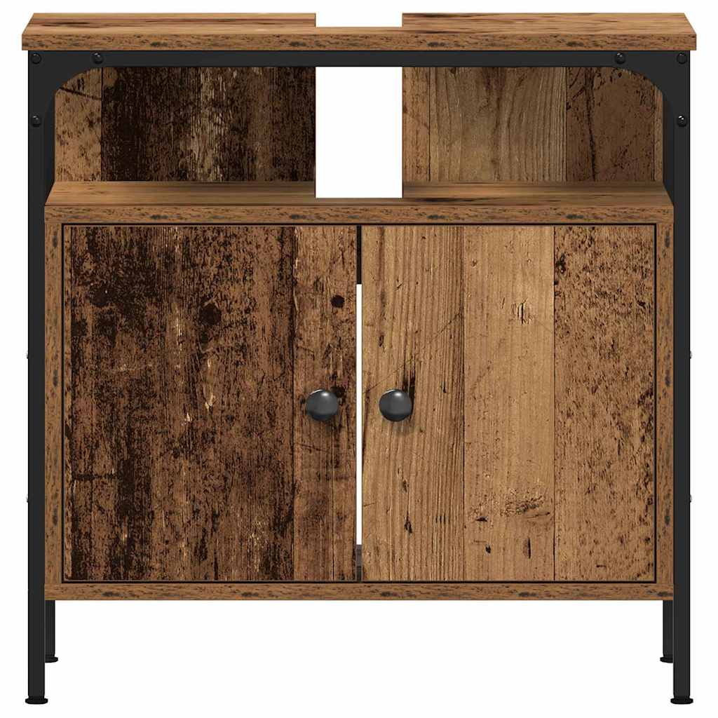 Badeværelsesmøbel sæt 3 pcs Gammelt træ 33 x 33 x 185.5 cm
