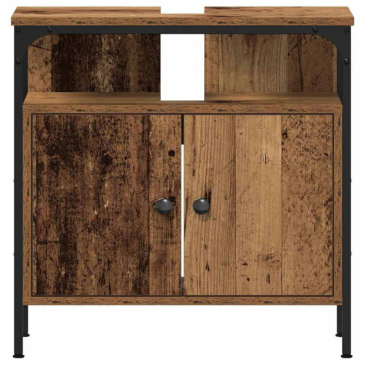 Badeværelsesmøbel sæt 3 pcs Gammelt træ 33 x 33 x 185.5 cm