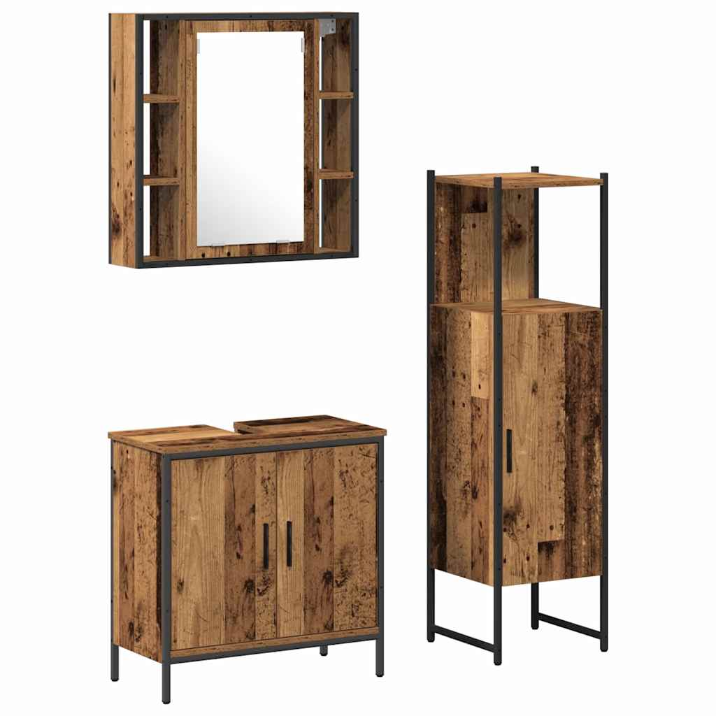 Badeværelsesmøbel sæt med dør 3 pcs Brun 33 x 33 x 120,5 cm