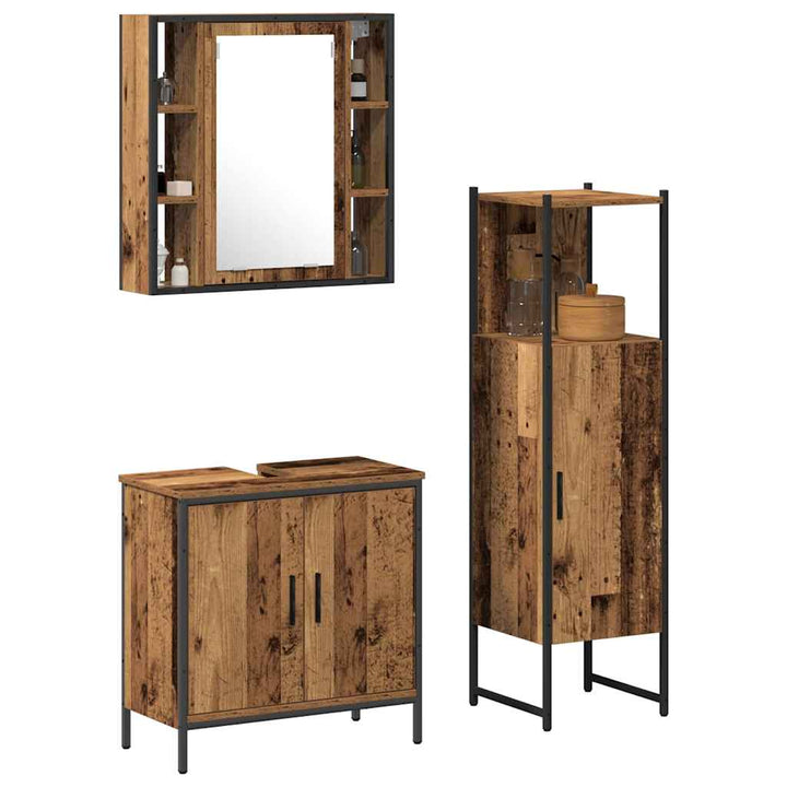 Badeværelsesmøbel sæt med dør 3 pcs Brun 33 x 33 x 120,5 cm