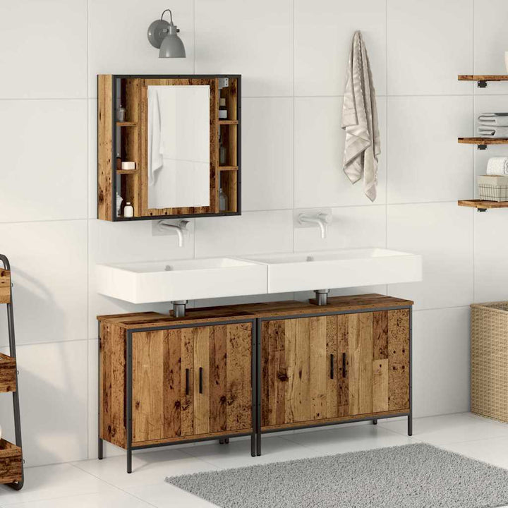 Badeværelsesmøbel sæt med hylde 3 pcs Brun 60 x 16 x 60 cm