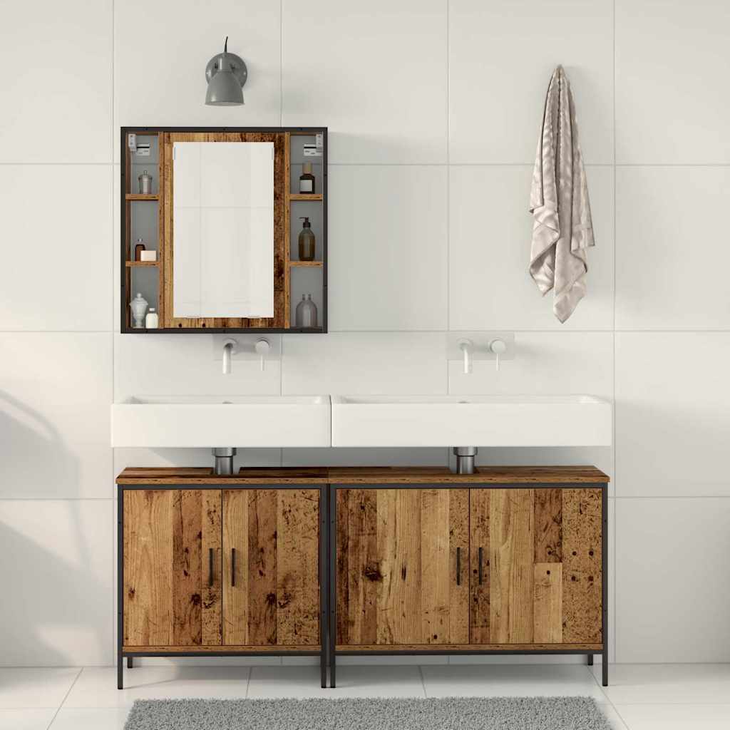 Badeværelsesmøbel sæt med hylde 3 pcs Brun 60 x 16 x 60 cm